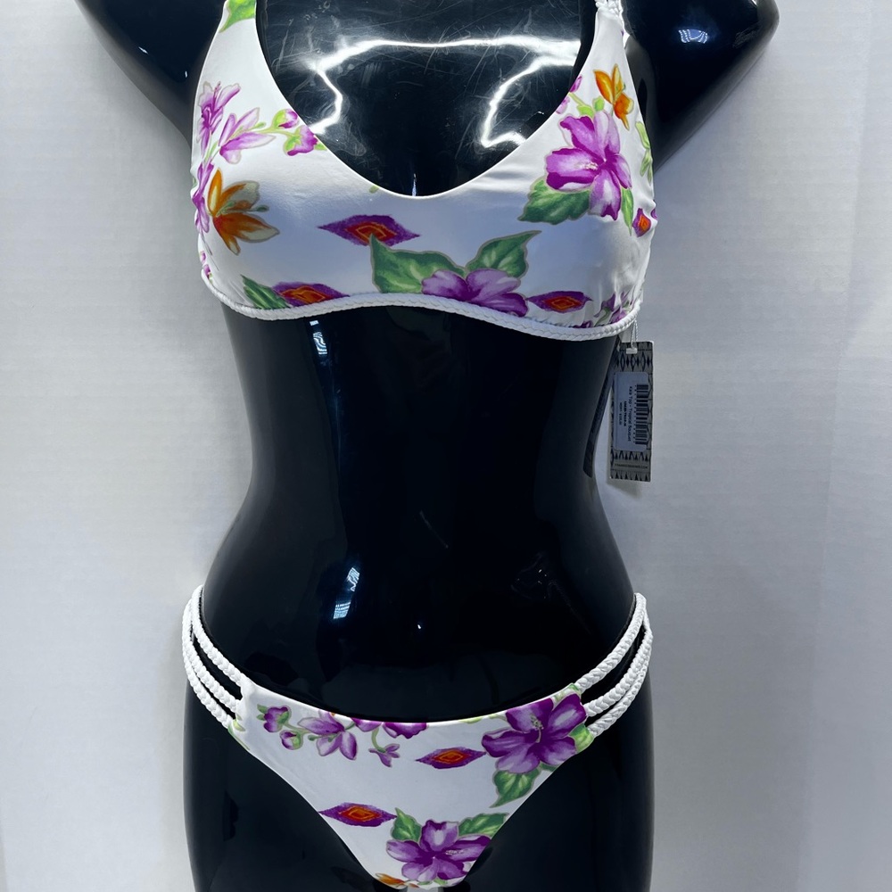 Frankie's Bikinis Floral White Bikini Set - Picture 2 of 16